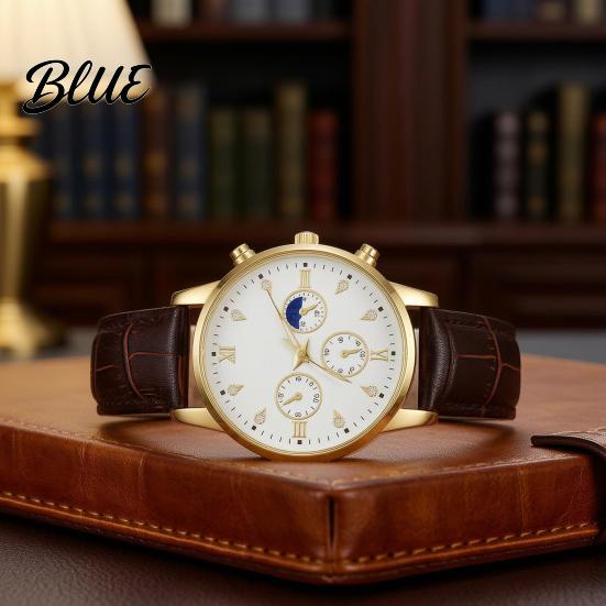 Leather Strap Men Watch Men's Analog Quartz Watches Minimalist Three-Hand
