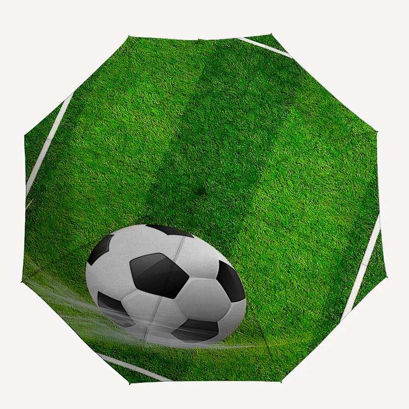 1 Stück Automatischer Faltregenschirm mit Fußball-Design, Tragbares Dreifach-Falt-Design, 8-Rippen-Eisenrahmen, Outdoor, Ideales Geschenk für Fans, Reisende, Täglichen Gebrauch