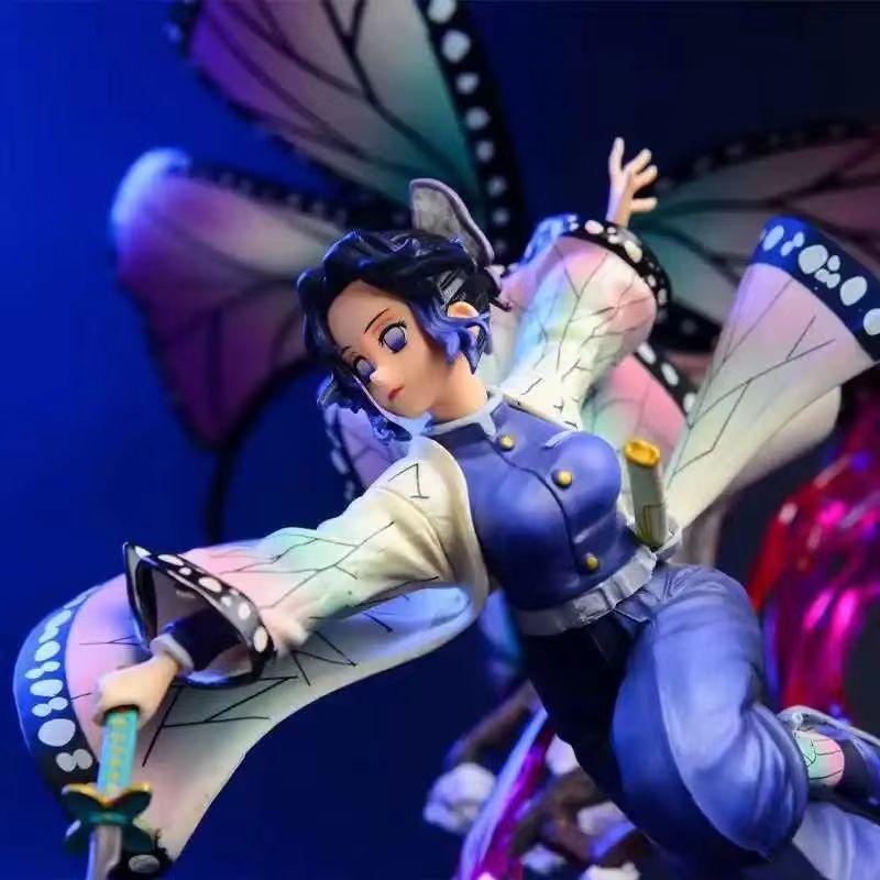 Demon Slayer Kochou Shinobu Anime Figure 33cm GK Battle Statue Model Cartoon Scene Ornament Toy for Christmas Gift