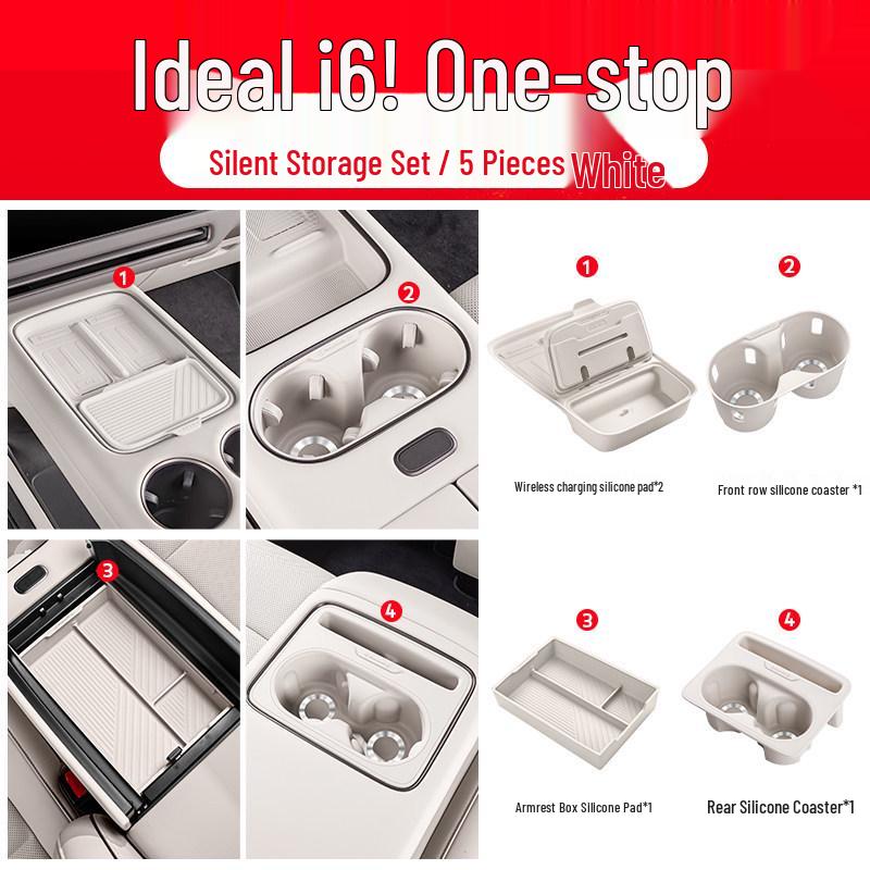 Ideal i6i8 Armrest Console Storage Box - Car Interior Silicone Organizer