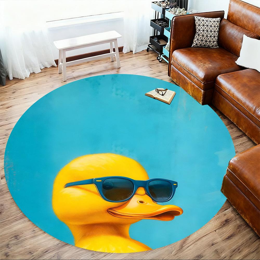 1PC Duck Sunglasses Office Round Area Rug, Under Office Chairs Bedroom Living Room Home Decor,Carpet for Office, -1110257