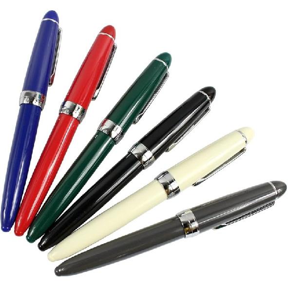 Jinhao 992 Fountain Pen Set, Student 6 Color Pen Set, Silver Clip, Solid Colors(Black, Blue, Green, Grey, Red, White)