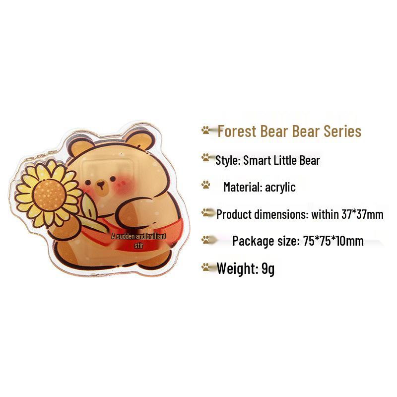 Yue Zhen Forest Bear Acrylic Double-Sided Clip - Cute Cartoon Sticky Note & Ticket Holder