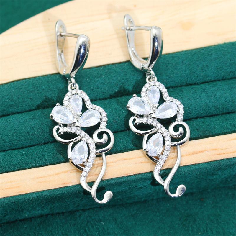 New European and N Women Fashion Bracelet Earrings Necklace Set Fashion Diamond Wedding Necklace Earrings