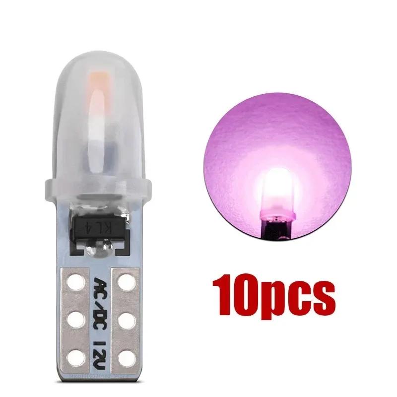 10 Pcs T5 Auto Car Dashboard Lights 2 3014 SMD Reading Instrument Panel Lamp No Polarity Led Bulb White 12V DC