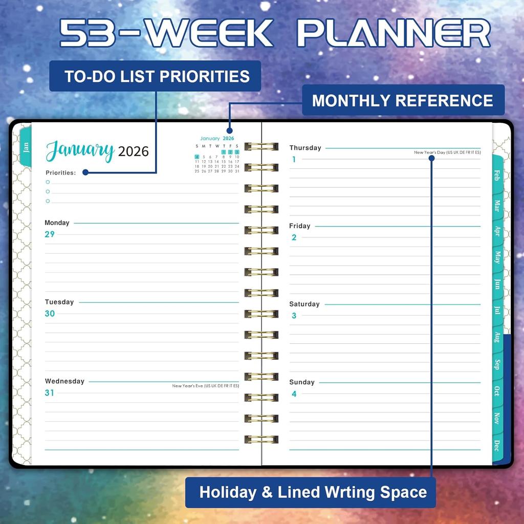 2026 Planner - 2026 Weekly and Monthly Planner, Jan 2026 - Dec 2026, 6.4" x 8.5", Marked Tabs, Back Pocket, Perfect Daily Organizer