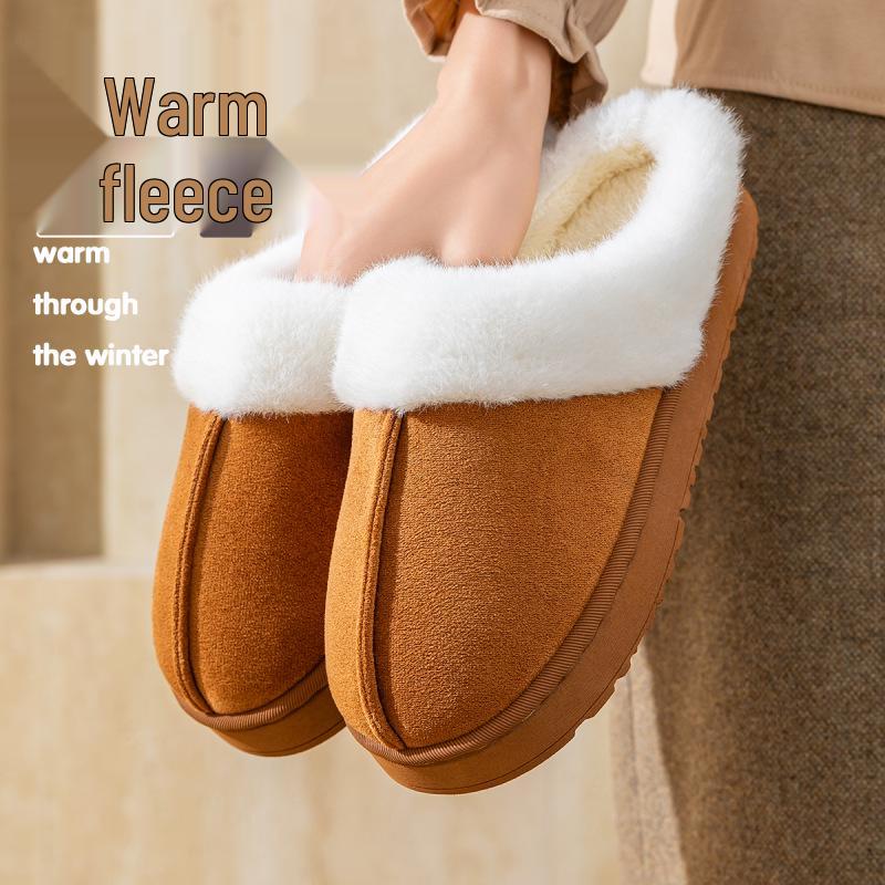 Women's Winter 2024 Warm Velvet Indoor/Outdoor Non-Slip Cotton Slippers, Thick-Soled Fur Shoes for Couples