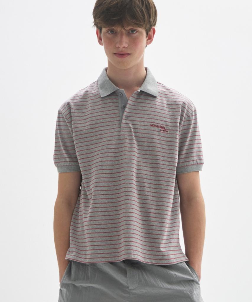 MOONSUN M.C Unisex, Classic Stripe Pk Tee / Gray