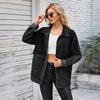 Women Spliced Denim Jacket Lapel Long Sleeve Jean Coat Casual Outerwear