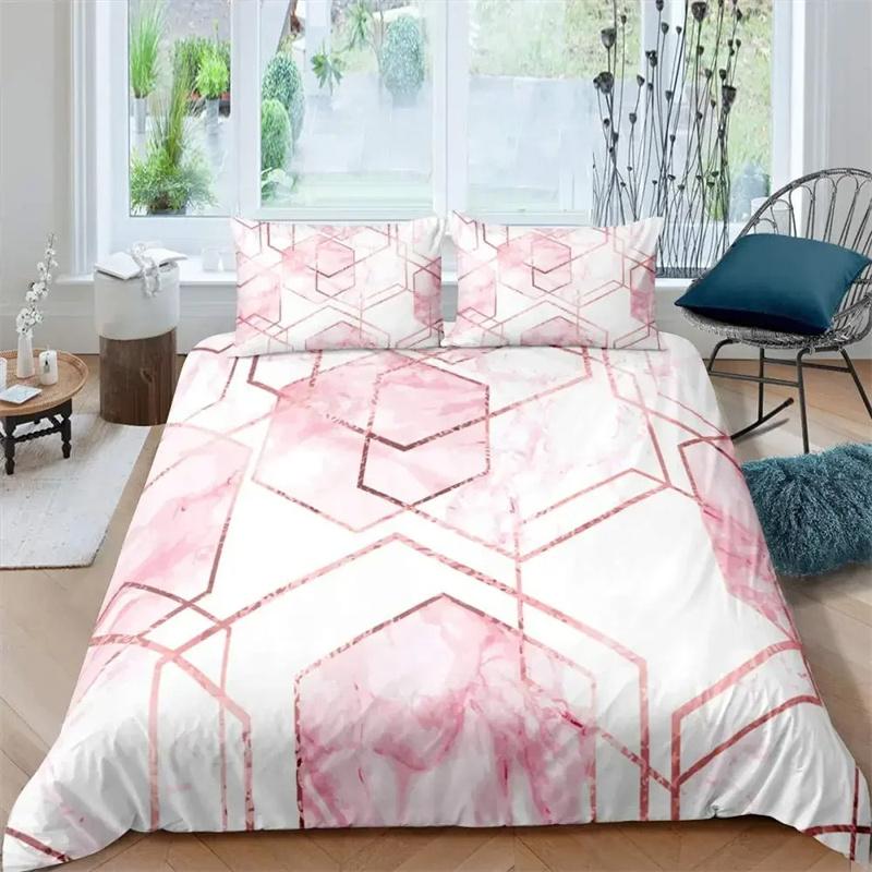 Red Glowing Polygonal Grid Pattern Bedding Collections Exquisite Bed Supplies Set Duvet Cover Bed Comforter Set Luxury Birthday Gift