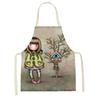 Vaření Pečicí olej a skvrny Kuchyňská zástěra Kreslená Roztomilá dívčí zástěra Zástěra na večeři Dámská zástěra na čištění lněných látek