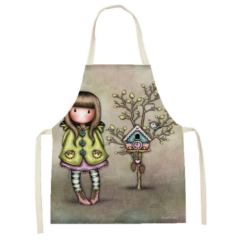 Vaření Pečicí olej a skvrny Kuchyňská zástěra Kreslená Roztomilá dívčí zástěra Zástěra na večeři Dámská zástěra na čištění lněných látek