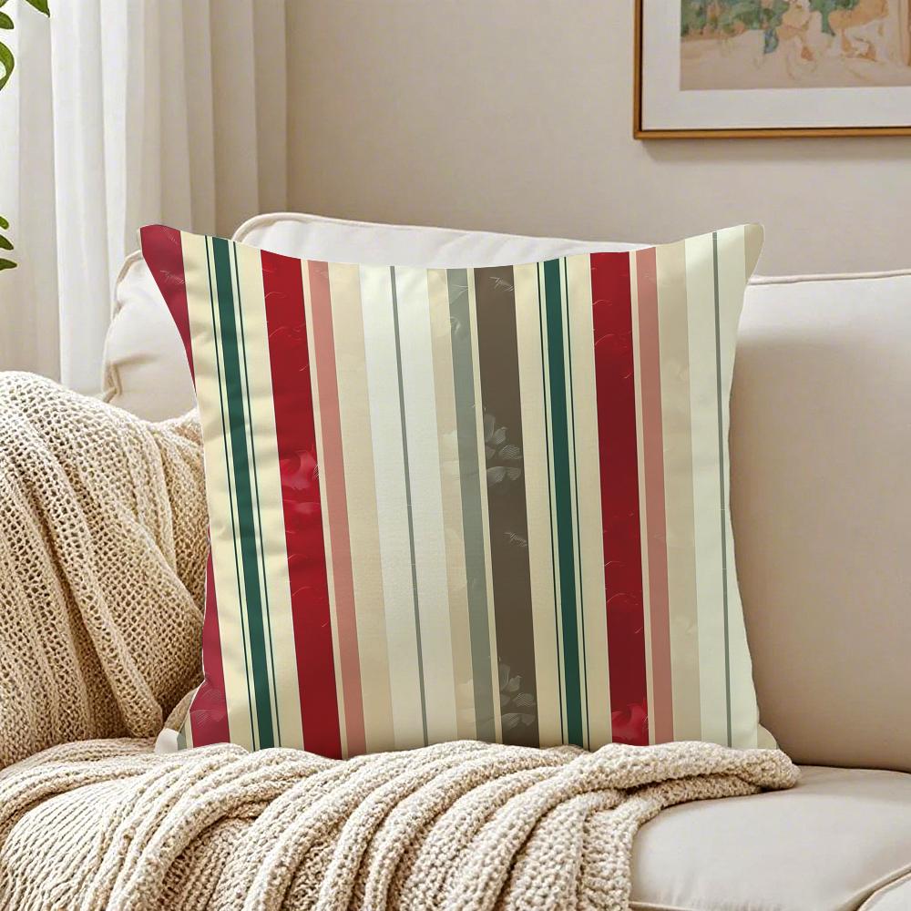 Classic Striped Cushion Cover Linen Pillowcase Soft for Sofa Bed Home Room Decor