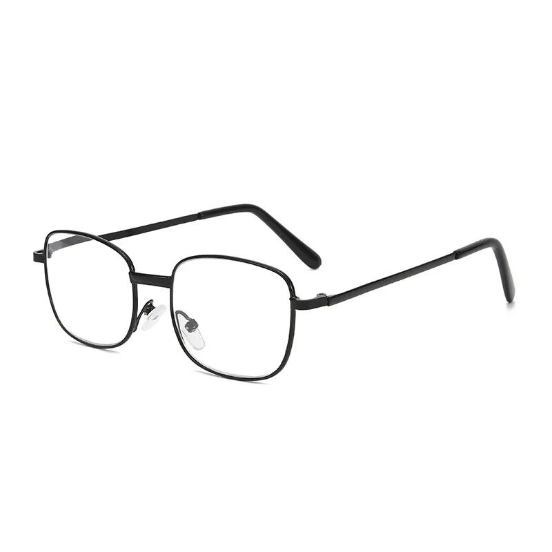 

Fashionable Square Metal Reading Glasses with Full Frame Clear Presbyopia Glasses for Middle-aged and Elderly People +400 чёрный