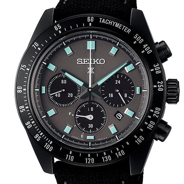 Seiko SBDL105 (PROSPEX SPEEDTIMER The Black Series Solar Chronograph Pánské hodinky s nylonovým řemínkem) Kulaté hodinky