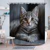 Cute Tabby Cat Shower Curtain Waterproof Fabric Bathroom Curtains Kitten Bath Screen Divider Home Decor With Hooks