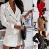 European and American-Style Belt Lapel Long Sleeve Suit Dress