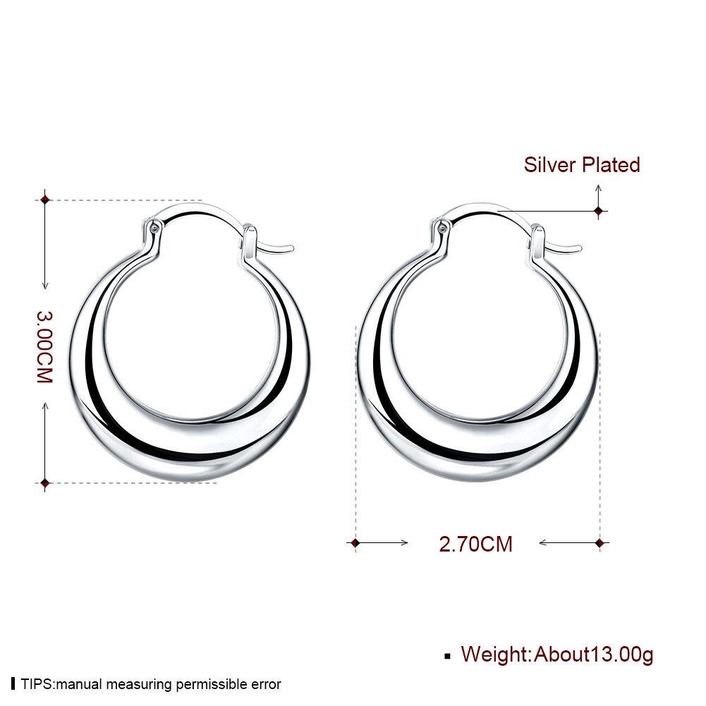 1 Pair of 925 Sterling Silver Luxury 35mm Polished Moon Hoop Earrings for Women Fashion Charm Jewelry Anniversary Gift
