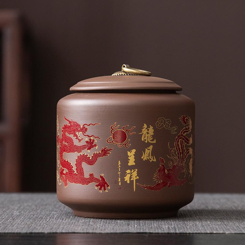 Vintage Tea Jar with Lid Ceramic Sealed Candy Jar Home Multifunctional Coffee Bean Nut Medicinal Material Storage Box Home Decor