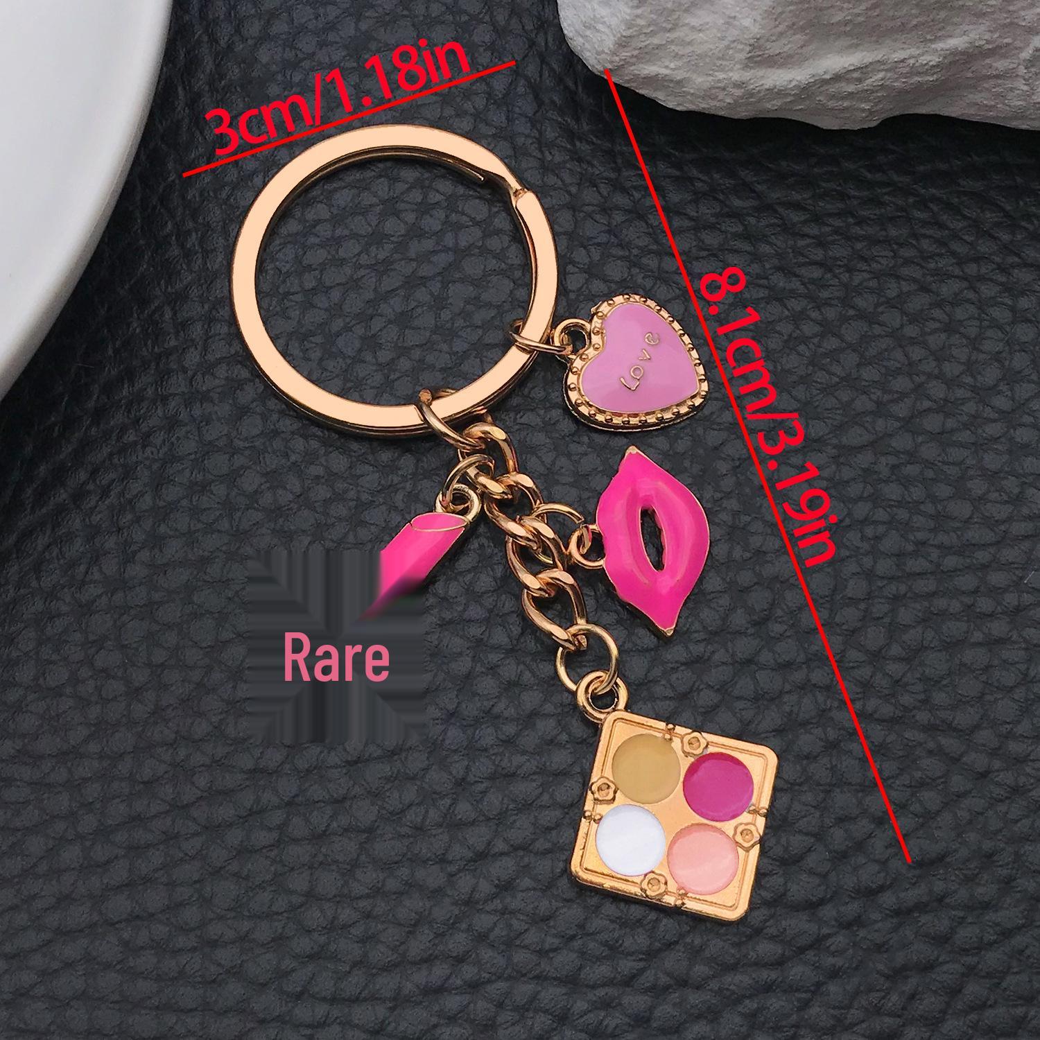 Gold-Red Lips Lipstick Rose Keychain Ornament – Small Gift