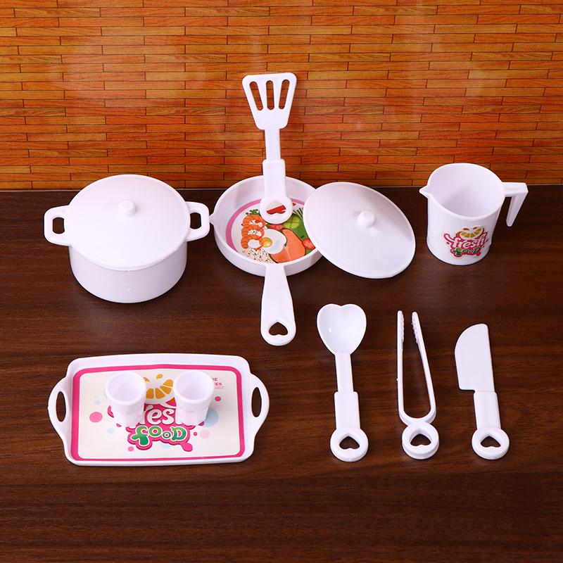 Mini Tableware Kitchenware Set Dollhouse Simulation Pot Tray Cup Set Doll Home Kitchen Decoration Pretend Play Toys Kid Gifts