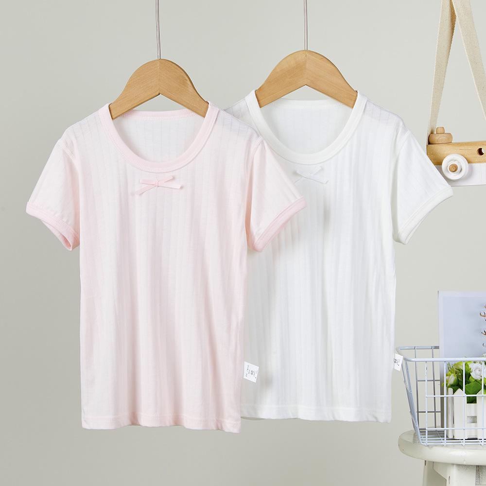 Summer Breathable Kids' Short-Sleeve T-Shirt 2-Pack - Solid Colors for Boys & Girls
