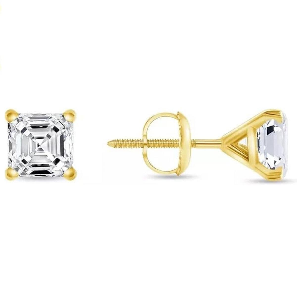 

Ювелирные изделия Prim 6 Ct Asscher огранка бриллиантовые серьги-гвоздики Solid14K желтое золото Мартини завинчивающиеся серьги для офиса 15MM жёлтый