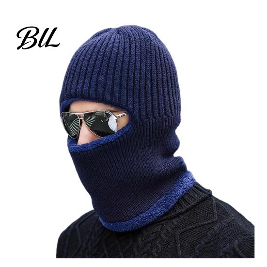 Soft Winter Hat Men Knit Hooded Scarf Hat, Warm Balaclava Hood for Cold Weather Protection Weather, Windproof Neck Warmer Skull Cap Outdoor Cycling