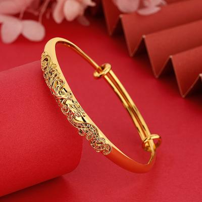 Le bracelet pour femme peut être poussé et tiré pour ajuster la couleur dorée qui ne se décolore pas pendant longtemps.. Bracelet de mariée massif de style ancien