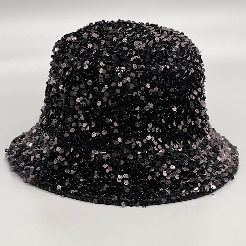 Sequined Bucket Hat Men and Women European and American Fashion Joint Versatile Casual Basin Hat Sun Hat Sun Protection Big Brim Jackson