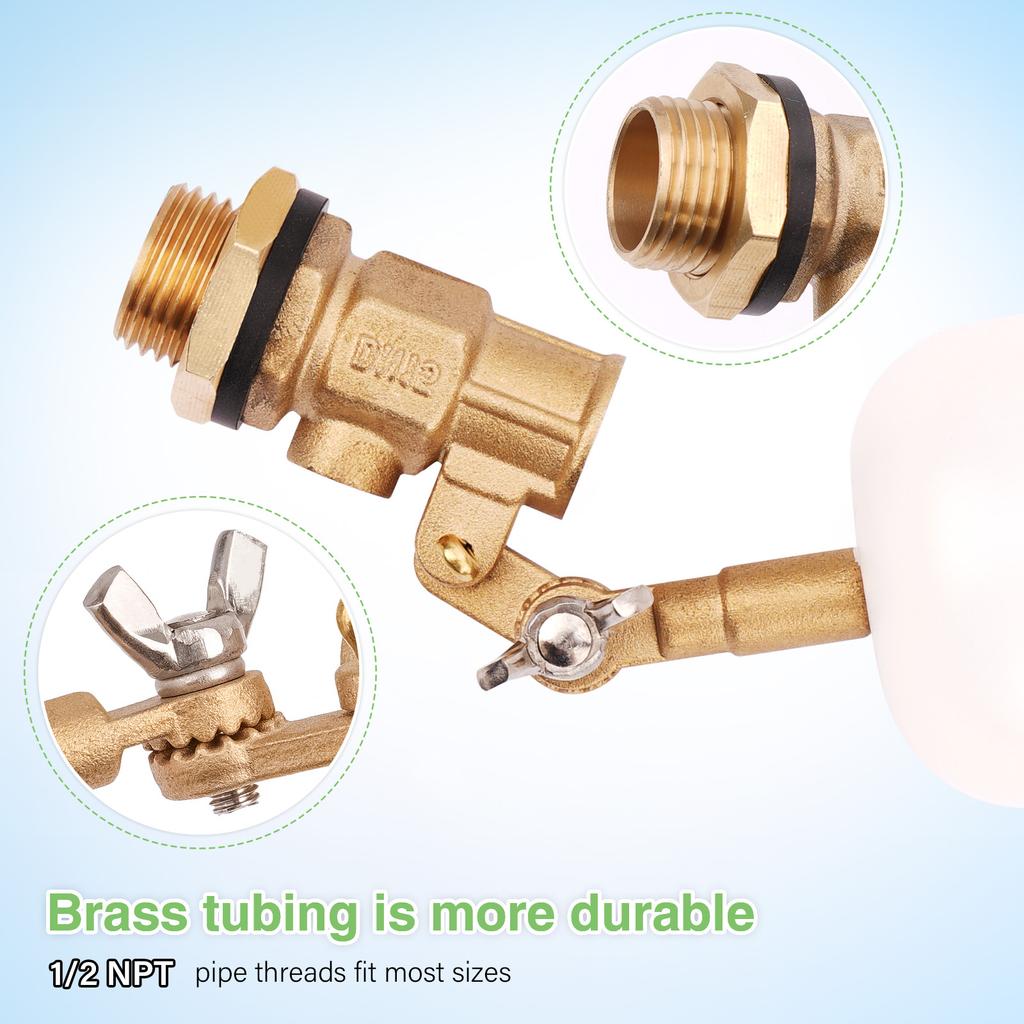 1/2-Zoll-Schwimmerventil, Wasserschwimmerventil für Teiche, Schwimmerventil mit automatischer Befüllung, für Viehtränken und Aquarien(1PCS)