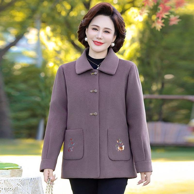 Autumn and Winter Clothing with Cotton and Thickened Woolen Jacket Medium Women's Lapel Top