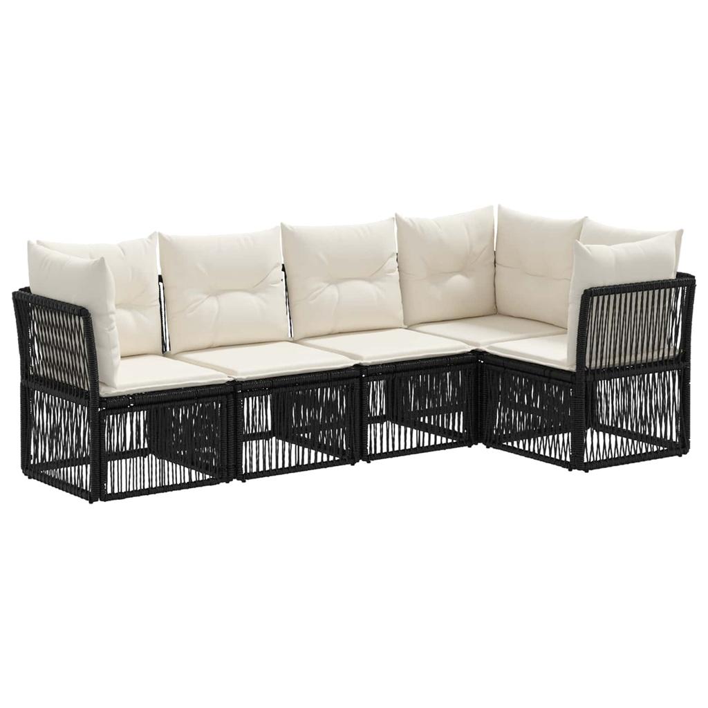 Garden Sofa Set 5 pcs Black Poly Rattan