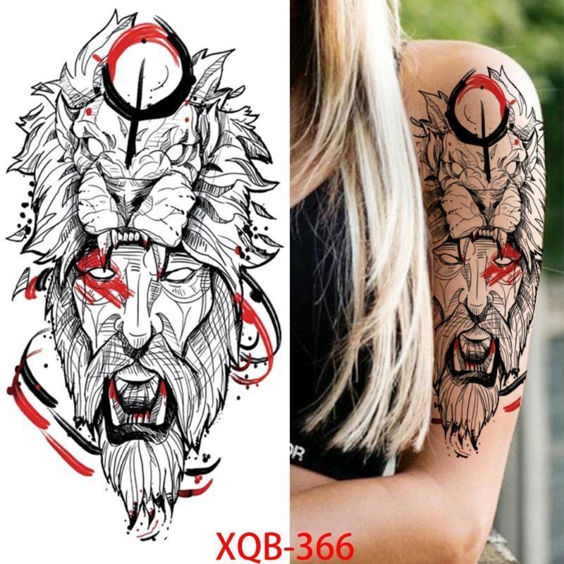 1 stk 210*114MM Havfrue Midlertidig Tatovering For Kvinner Menn Realistisk Rev Løve Blomst Tatoveringer Klistremerke Rygg Arm Engangs Død Hodeskalle Falsk Tatovering