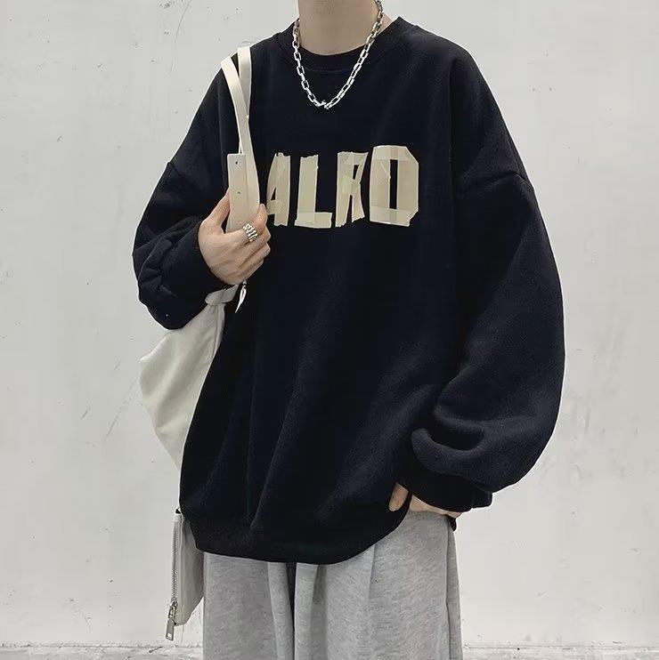 Men's Trendy Spring & Fall Crew Neck Sweatshirt - Hong Kong Style Loose Fit, Versatile, High Street Fashion.