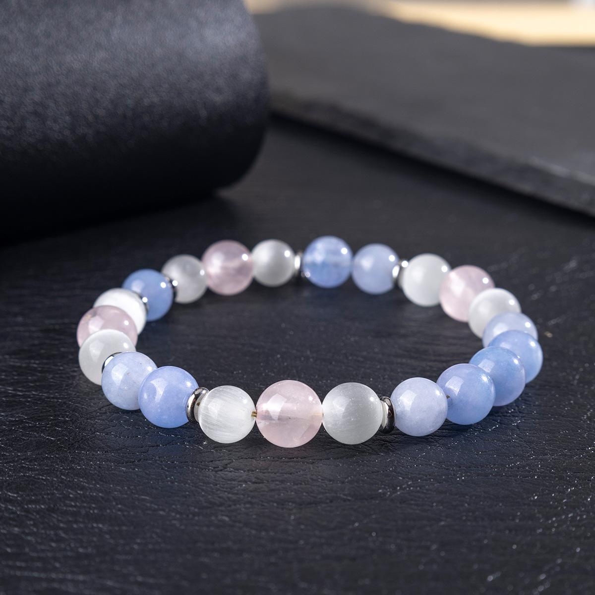 Натуральные кристальные браслеты, розовые кристаллы, кошачий глаз, женские браслеты, высококачественные аксессуары