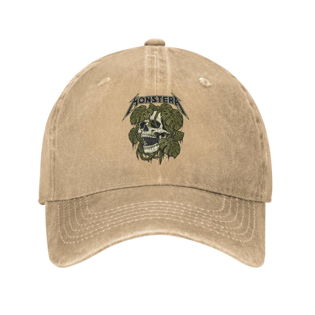 Funny Skull Monstera Plant Lover Gardener Grunge Washed Baseball Cap  Streetwear Sun Trucker Hat Summer Unisex-Teens Hippie Cap