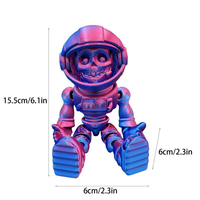 3D Printed Articulated Skeleton 3D Printed Astronaut Statue Room Astronaut Decor Figures Desktop Decoration Movable Joints For