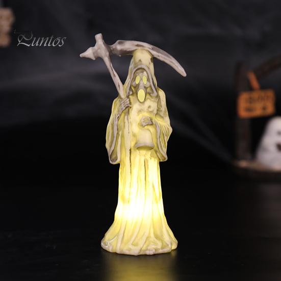 Dark Shape Halloween Decor Scythe Night Light, Grim Reaper LED Desktop Light Decor, Warm Glow Ornament for Spooky Party Home
