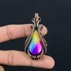 Funkelnder Regenbogen Solarquarz Edelstein Handgefertigter Kupferdraht Wickel Schmuck Anhänger Zum Geschenk