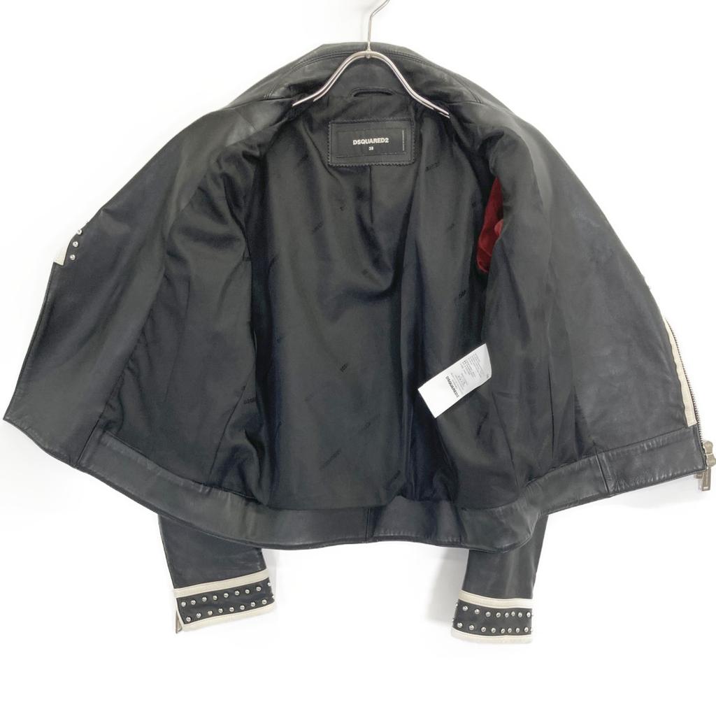 DSQUARED2 [Domestic Regular] S75AM0635 Studs Decorated Double Riders Jacket Jacket 38 blackUsed