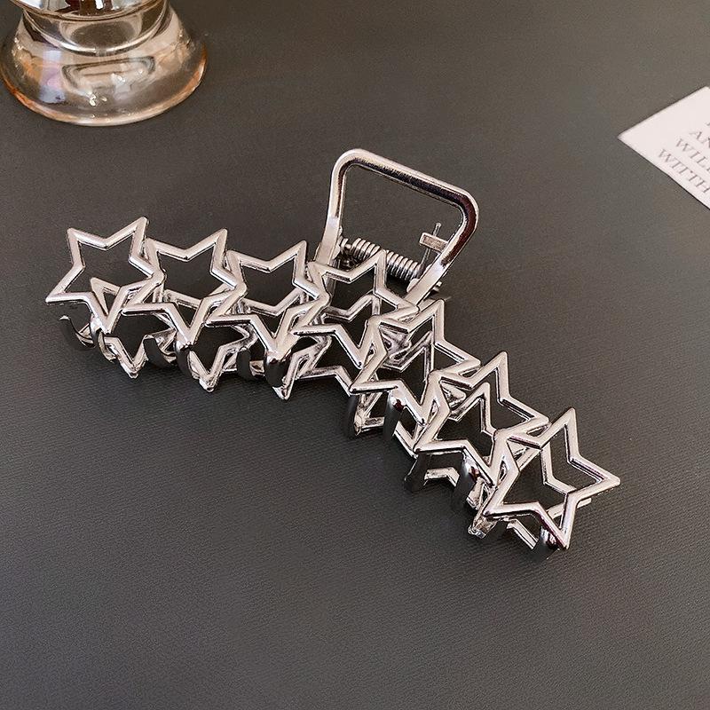 Silver Metal Geometric Shark Hair Clip for Thick Hair