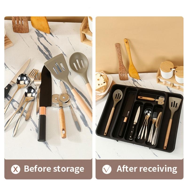 Expandable Drawer Organizers for Utensils Holder,Adjustable Cutlery Tray,Plastic Drawer Dividers Organizers for Kitchen