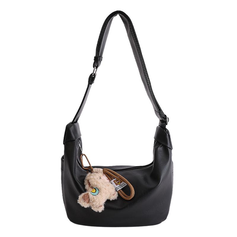 

New Solid Color Sewing Thread PU Shoulder Bags 2026 Sweet Bags for Women Interior Zipper Pocket Women s Crossbody Bags чёрный