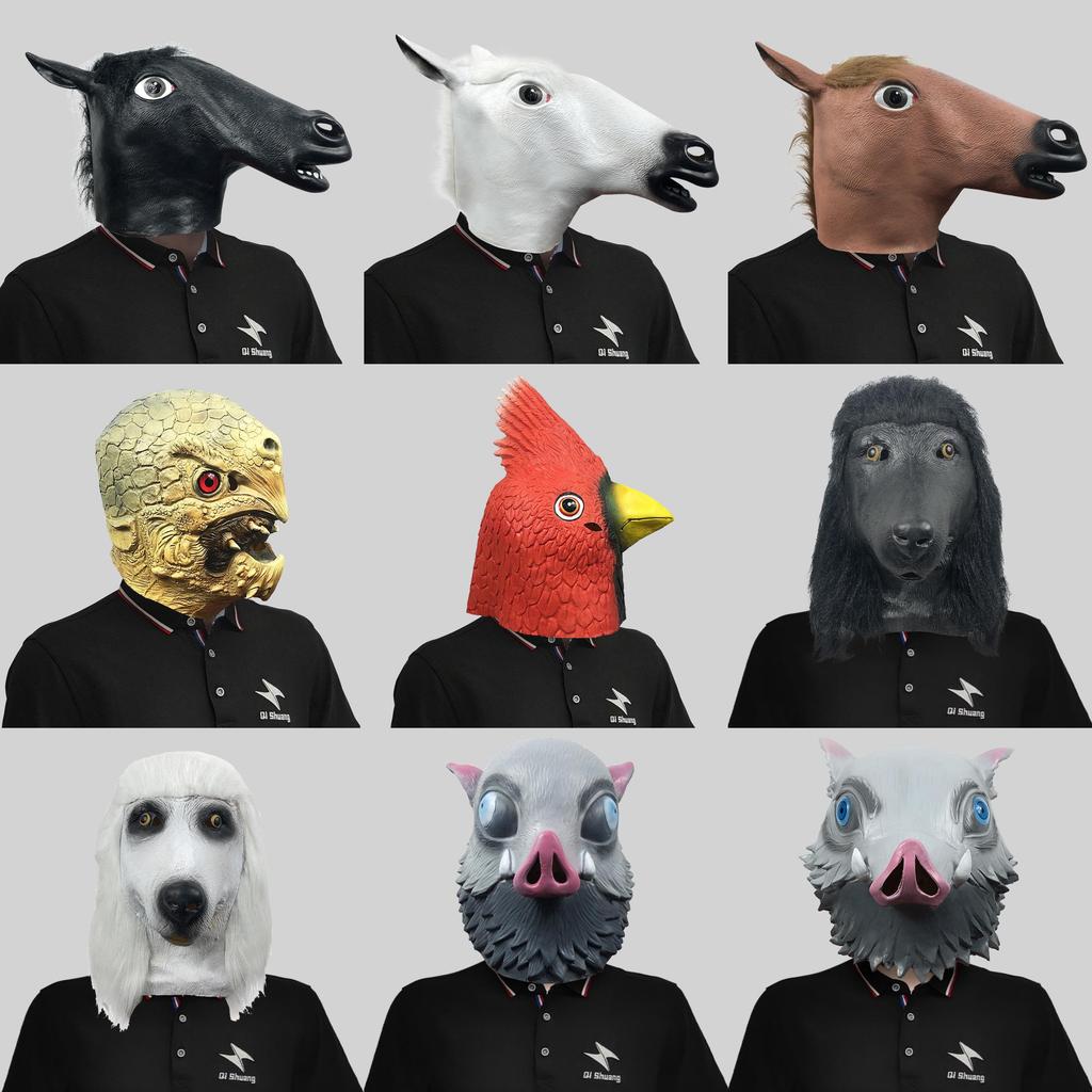 Funny Animal Series Full Head Masks Adorable Latex Headgear For Halloween Parties