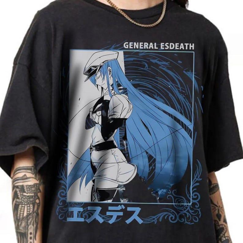 2026 Hot Sale Anime Akame ga KILL Esdeath T-Shirt Y2K Unisex Lightweight Printed Short Sleeve Casual Outdoor Cotton Tee