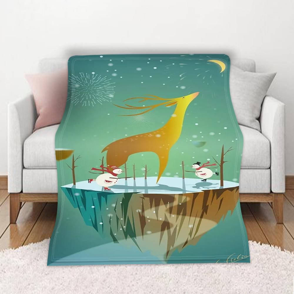 3D-Flanell-Überwurfdecke mit weihnachtlichem Thema, weich, leicht, warm, für Wohnzimmer, Schlafzimmer, Bett, Sofa, Couch, Kinder und Erwachsene, Geschenke