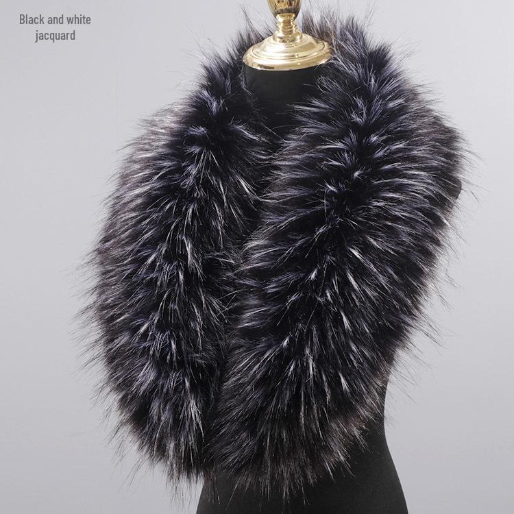 Unisex Plush Wool Trench Coat with Faux Fur Fox Collar Shawl - Green.