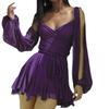 Spring 2026 European & American Women's V-Neck Elegant Pleated Dress