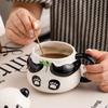 1 st Stor kapacitet Keramisk Mugg med Lock, Pandaformad, Kreativ Design, Söt Tecknad Panda Mugg Kaffekopp